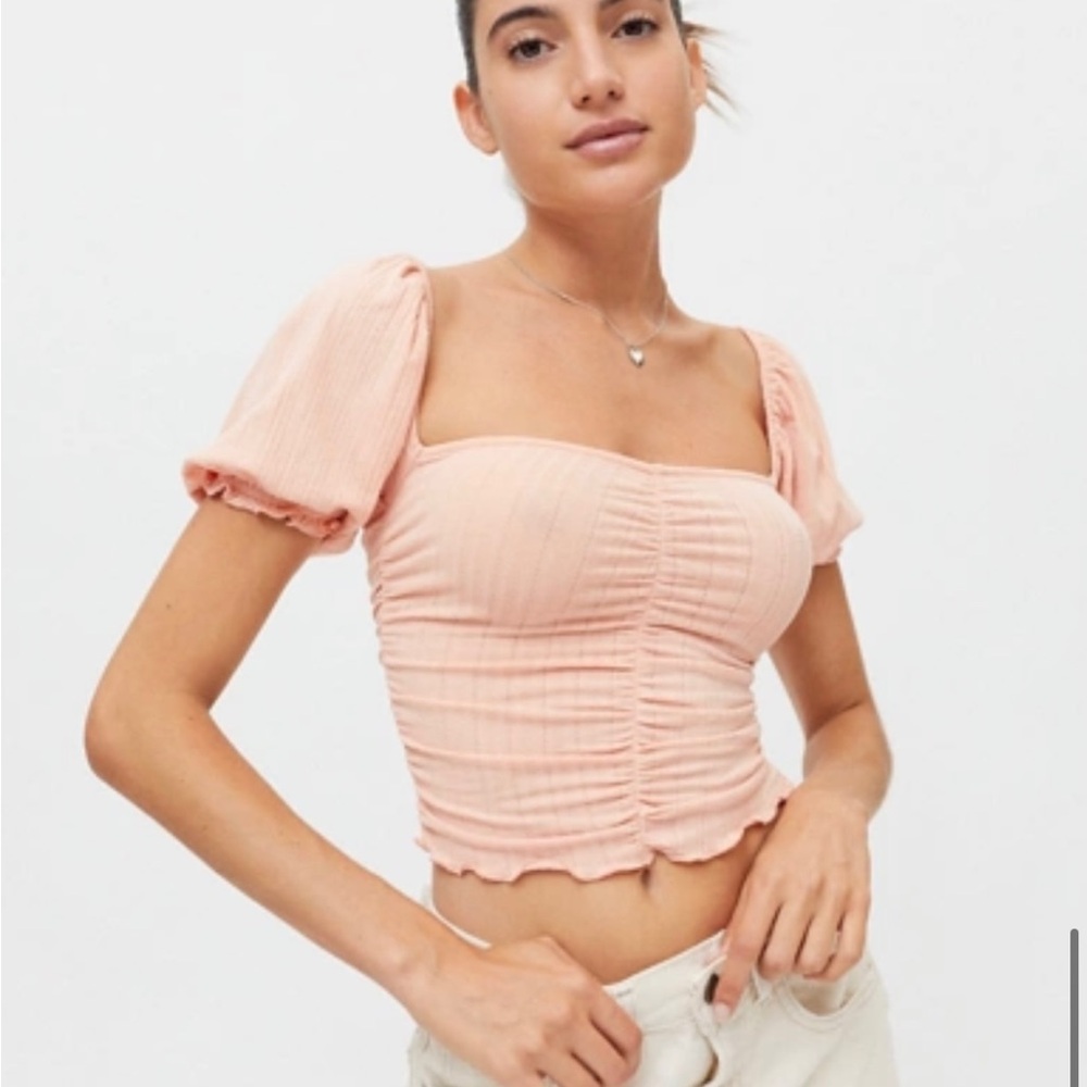 NWT Urban Outfitters Peach Puff Sleeve Blouse